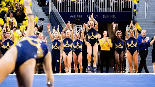 Women's gymnastics celebration