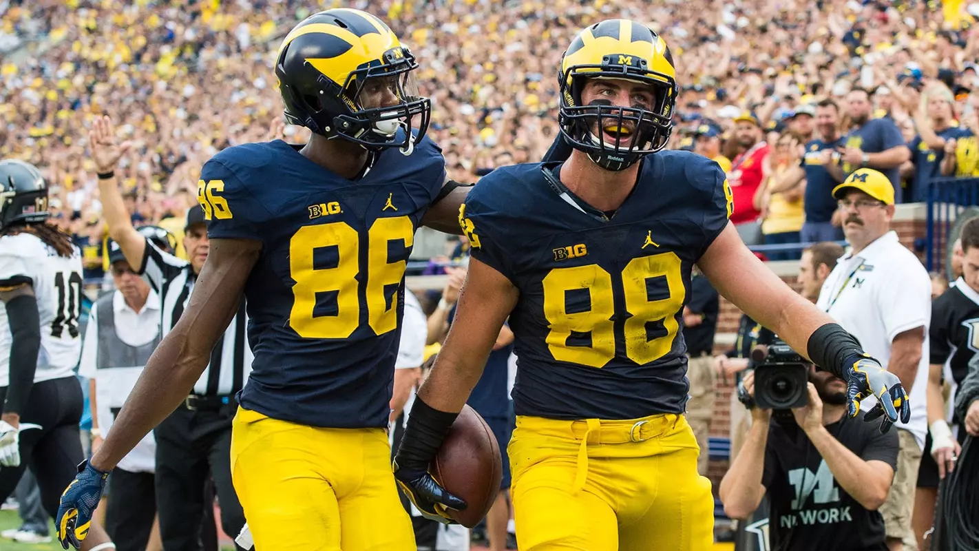 Jake Butt (right) and Jehu Chesson