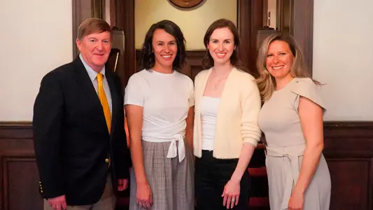 From left: Mike McGuire, Katie (Erdman) Waits, Nicole (Edwards) Sifuentes, and Anna Willard Grenier