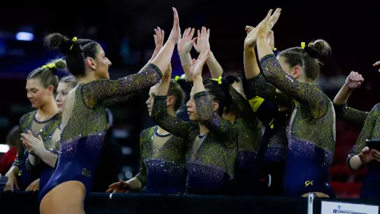 Women's gymnastics high five generic