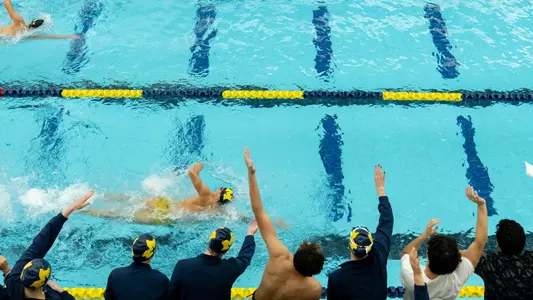 Men's Swimming and Diving Swimmers Cheering