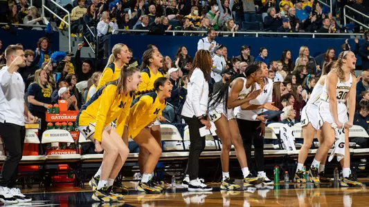Women's basketball bench celebration