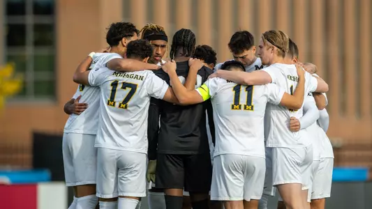 Michigan Men's Soccer Huddle