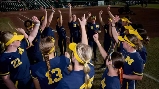 Softball pregame huddle away road