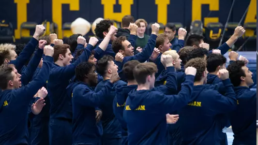 Men's gymnastics team celebration