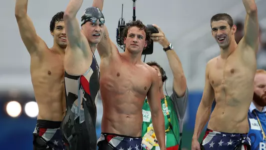 From left: Ricky Berens, Peter Vanderkaay, Ryan Lochte, Michael Phelps (Getty Images)