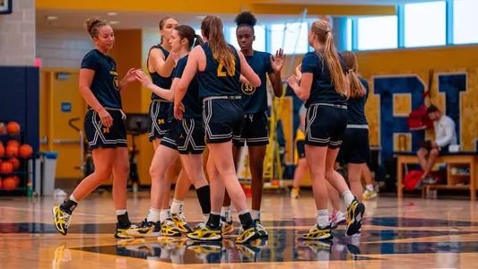 Women's Basketball Team Huddle (U-M Athletic Communications)