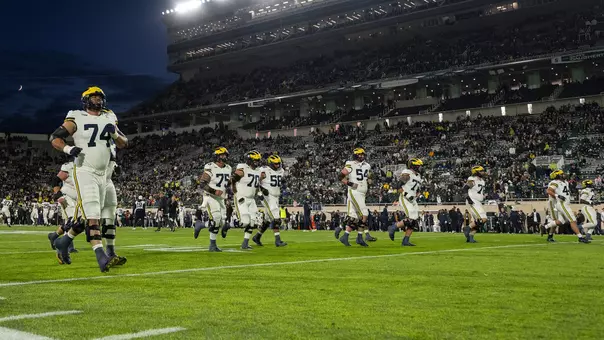 Football Pregame Warmups at Michigan State