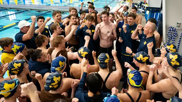 Michigan team huddle generic