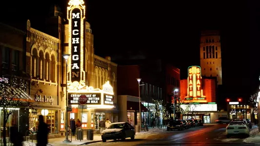 Michigan Theater at Night - Athletes Connected