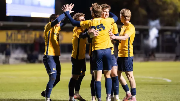 Michigan Men's Soccer Huddle