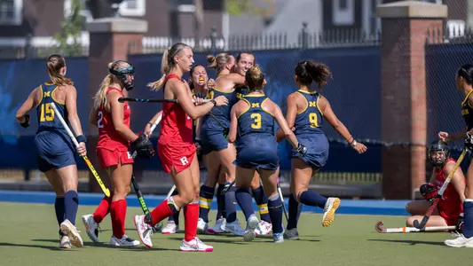 Field hockey goal celebration