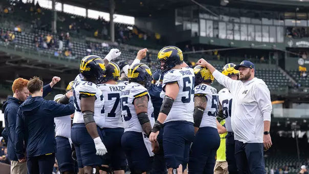 Football Pregame Huddle at Northwestern