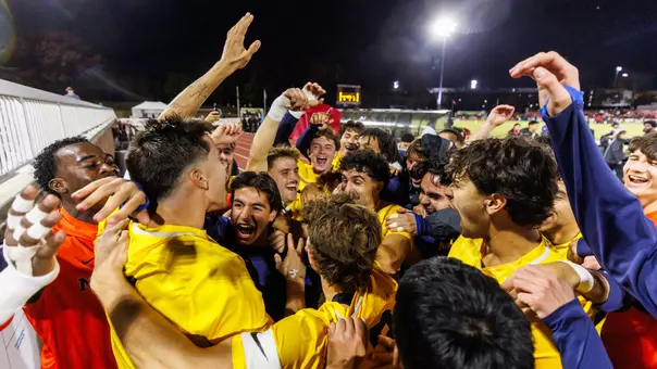 Men's soccer team celebration