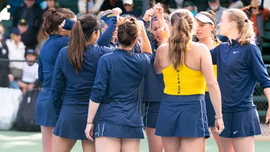 Michigan Women's Tennis huddle