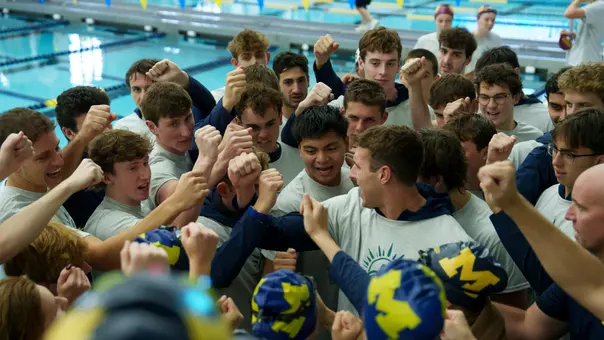 Men's Swimming and Diving Team Huddle at TEAM BE BETTER; Invitational