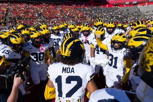 Football Pregame Huddle at Rutgers