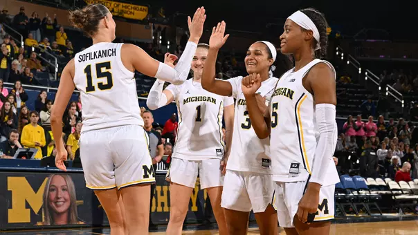Women's basketball celebration at Crisler Center