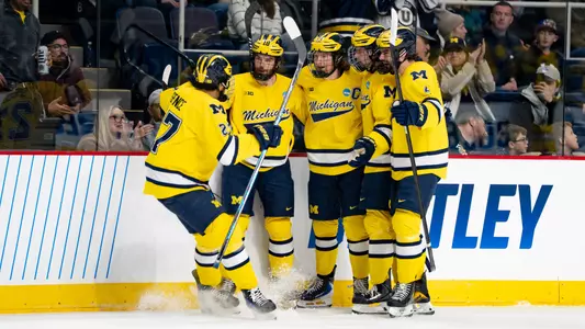 Michigan ice hockey team celebration