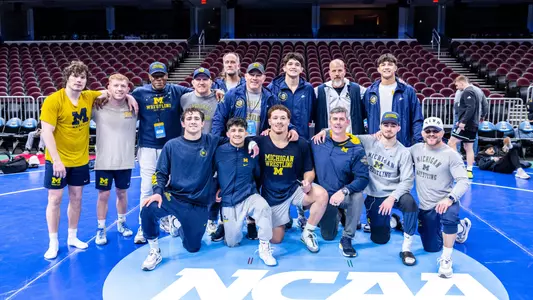 Men's wrestling team group photo at the NCAA Championships