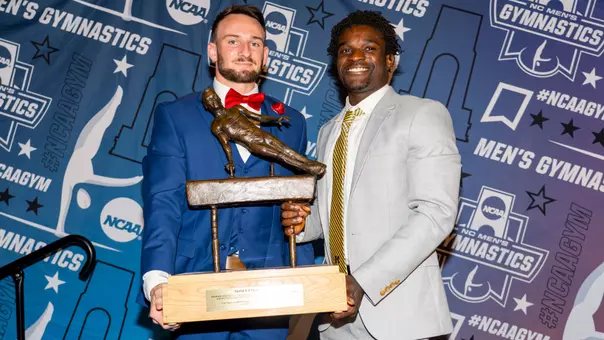 Drew Moling (left) and Fred Richard with the Nissen-Emery Trophy