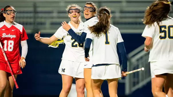 Women's Lacrosse Group Celebration after a goal