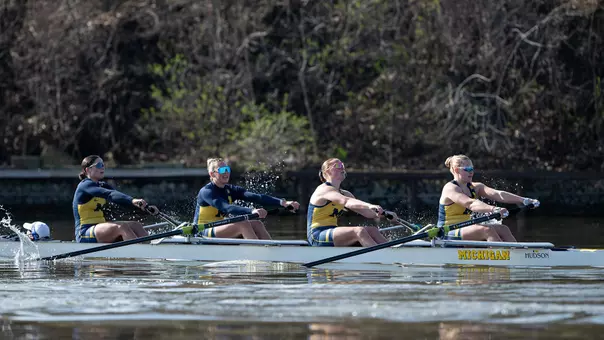 Rowing team in action
