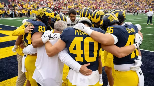 Football Pregame Huddle vs. Oklahoma