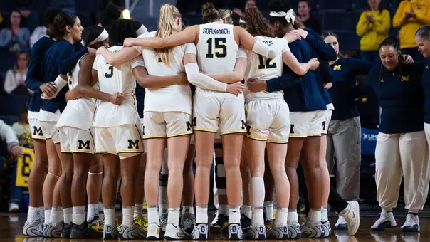 Michigan Women's Basketball Huddle