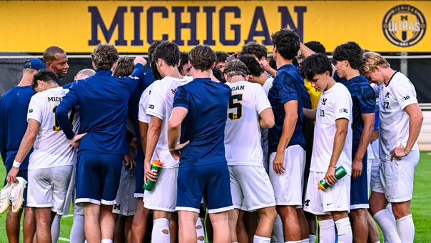 Michigan Men's Soccer Huddle