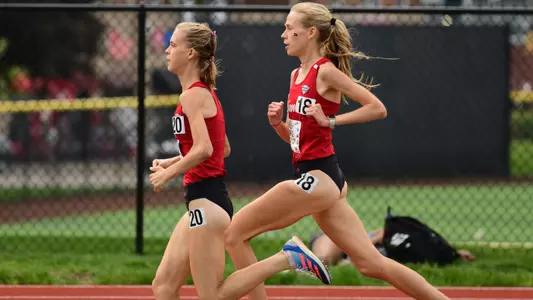 Ava Nuttall and Annie Christie at MAC Outdoor Championships