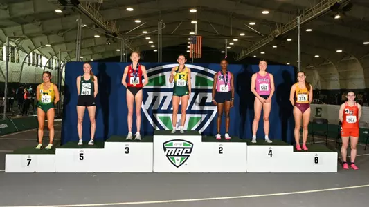 Annie Christie 3000m run Podium 2024 MAC indoor Championships