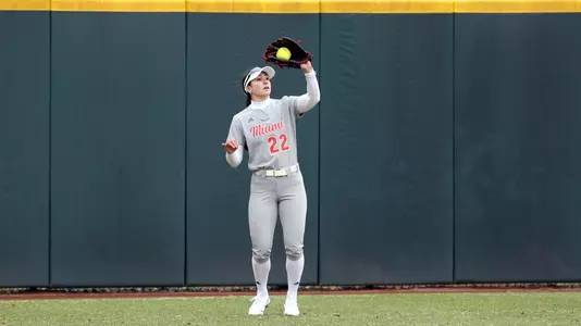 Elon, NC – Feb 9: NCAA Softball - Miami vs Evansville at Hunt Softball Park in Elon, NC on February 9, 2024. (Credit: Andy Mead/YCJ)
