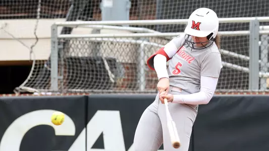 Elon, NC – Feb 9: NCAA Softball - Miami vs Evansville at Hunt Softball Park in Elon, NC on February 9, 2024. (Credit: Andy Mead/YCJ)