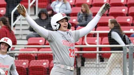 Elon, NC – Feb 9: NCAA Softball - Miami vs Evansville at Hunt Softball Park in Elon, NC on February 9, 2024. (Credit: Andy Mead/YCJ)
