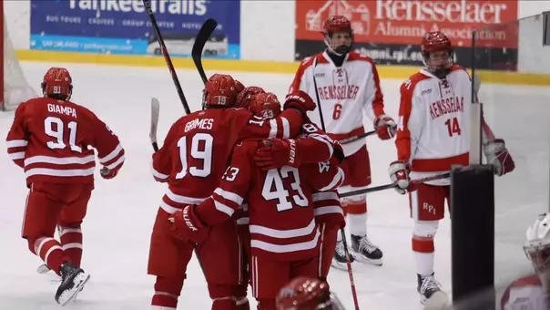 Miami Hockey goal celebration at RPI
