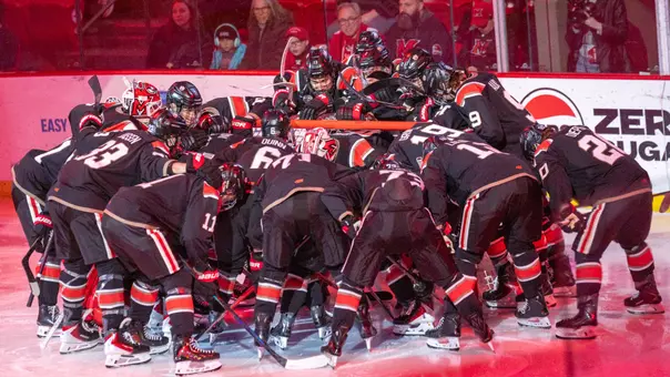 Miami Hockey huddle