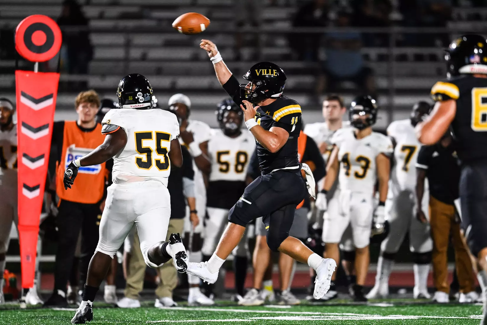 Millersville vs. American International football game at Chryst Field at Biemesderfer Stadium in Millersville, PA on Thursday, September 2, 2021. Mark Palczewski/Millersville Athletics Photo.
