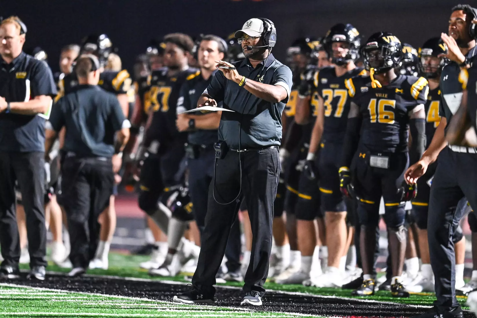 Millersville vs. American International football game at Chryst Field at Biemesderfer Stadium in Millersville, PA on Thursday, September 2, 2021. Mark Palczewski/Millersville Athletics Photo.