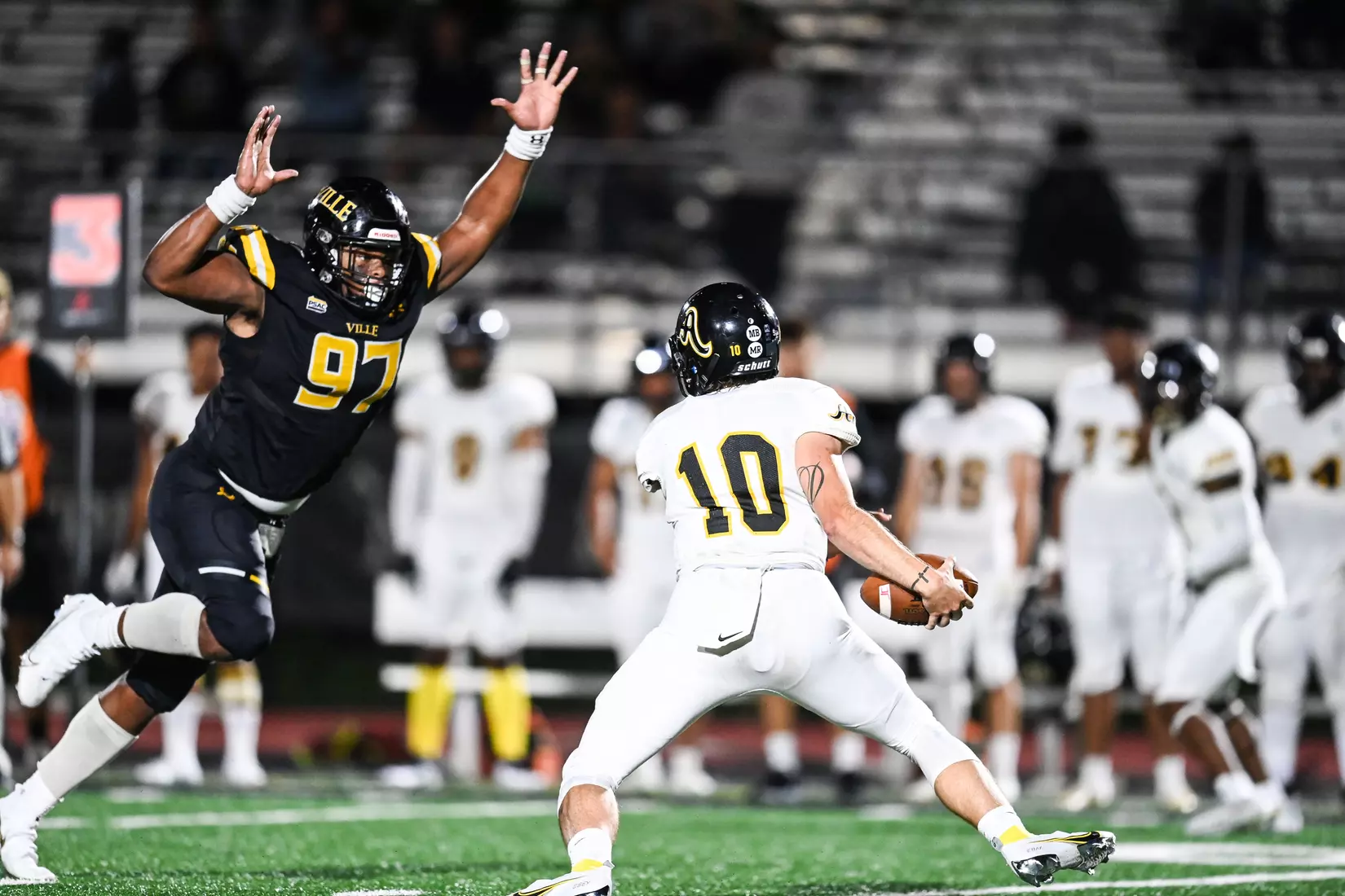 Millersville vs. American International football game at Chryst Field at Biemesderfer Stadium in Millersville, PA on Thursday, September 2, 2021. Mark Palczewski/Millersville Athletics Photo.