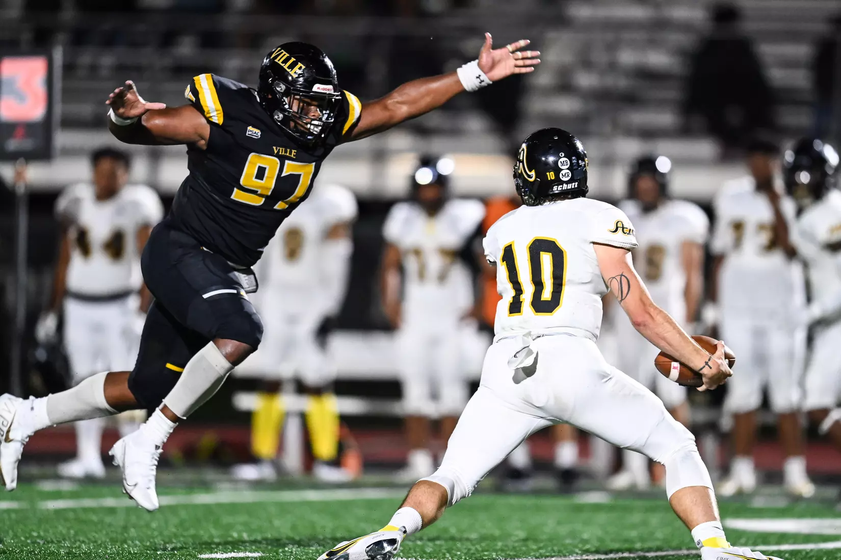 Millersville vs. American International football game at Chryst Field at Biemesderfer Stadium in Millersville, PA on Thursday, September 2, 2021. Mark Palczewski/Millersville Athletics Photo.