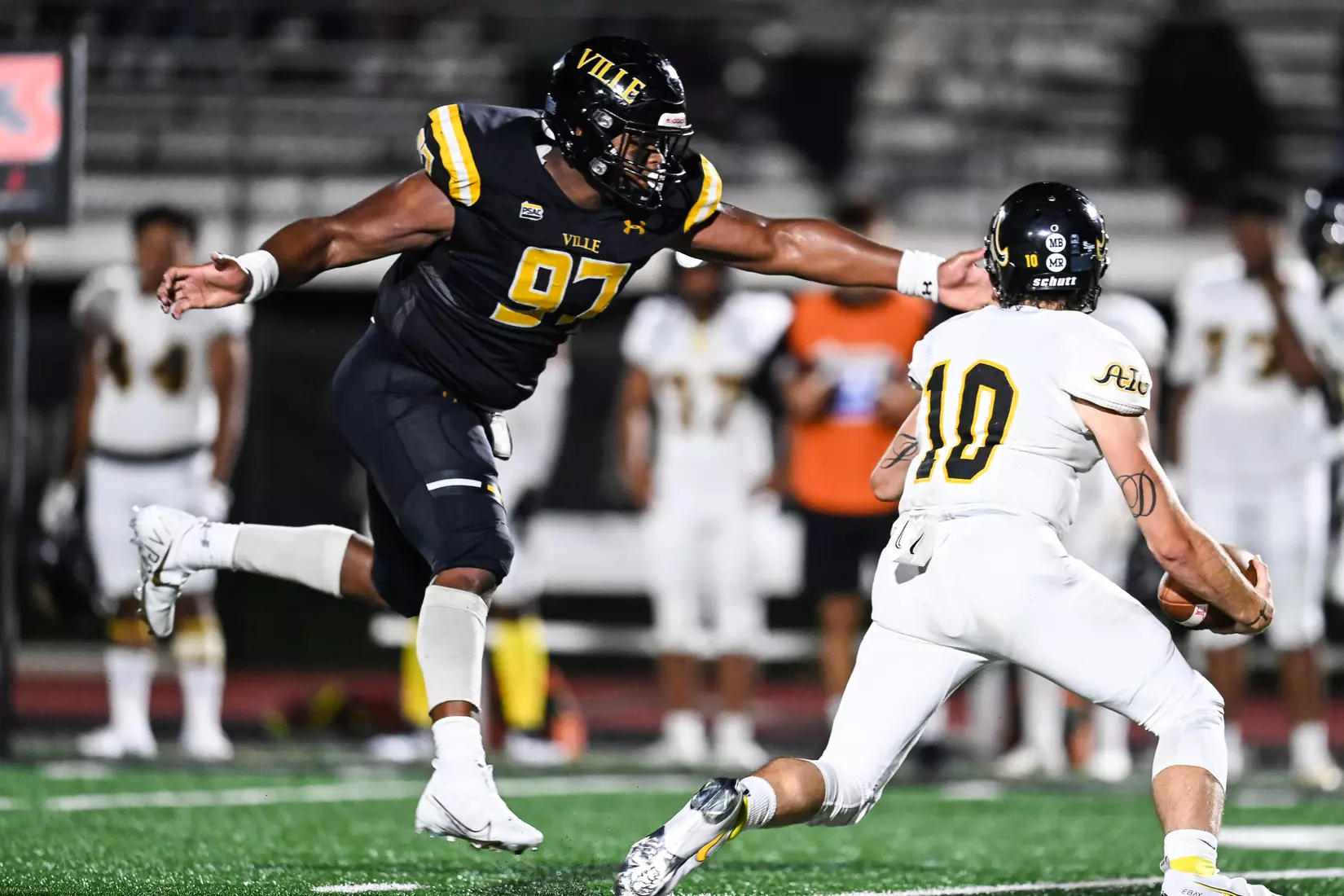 Millersville vs. American International football game at Chryst Field at Biemesderfer Stadium in Millersville, PA on Thursday, September 2, 2021. Mark Palczewski/Millersville Athletics Photo.