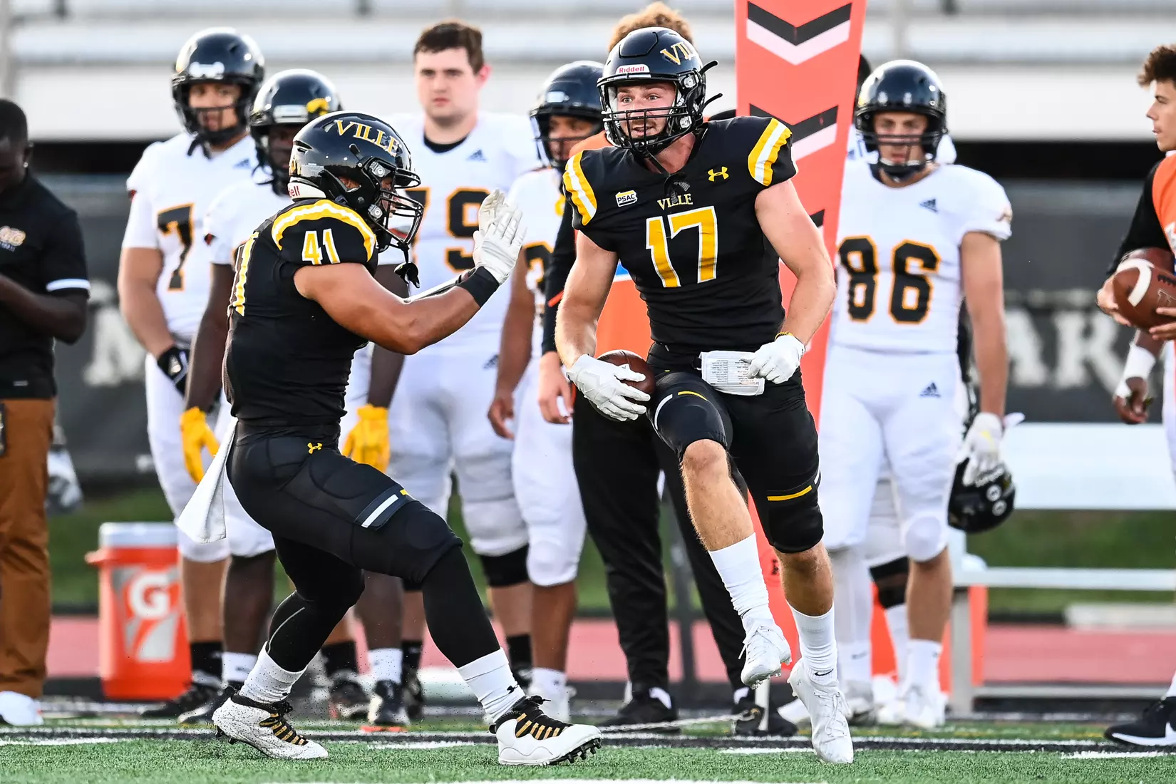 Millersville vs. American International football game at Chryst Field at Biemesderfer Stadium in Millersville, PA on Thursday, September 2, 2021. Mark Palczewski/Millersville Athletics Photo.