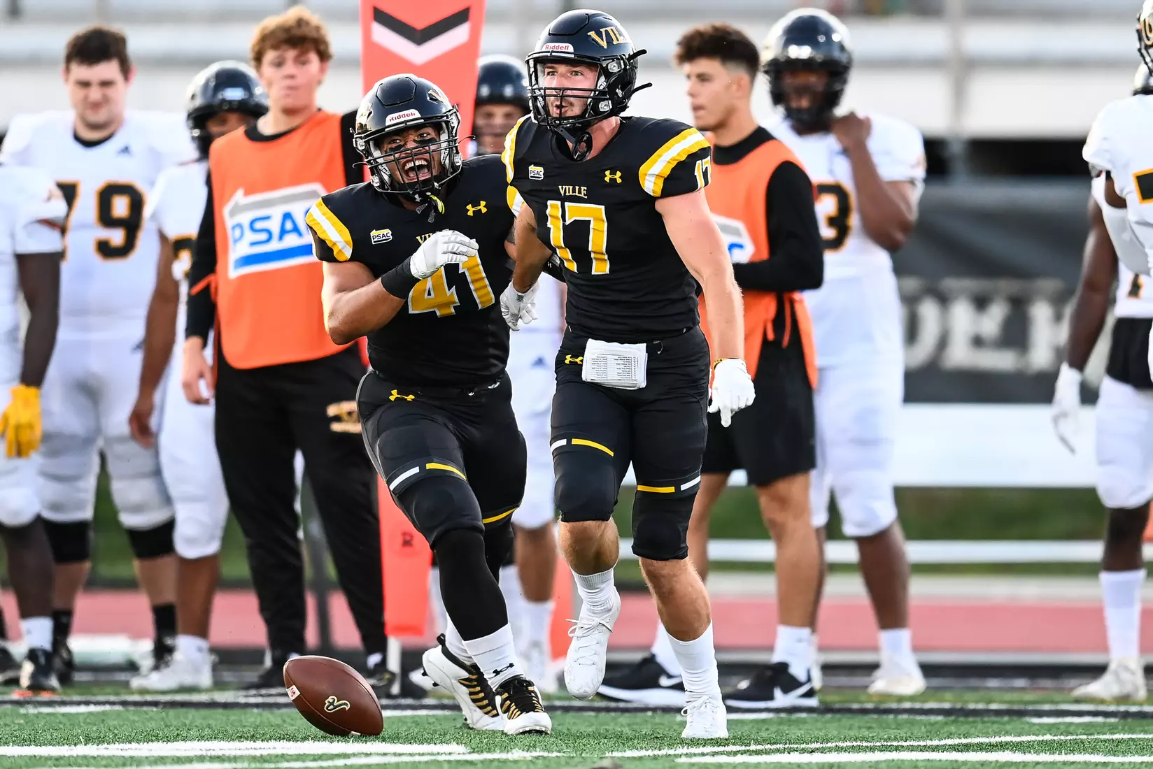 Millersville vs. American International football game at Chryst Field at Biemesderfer Stadium in Millersville, PA on Thursday, September 2, 2021. Mark Palczewski/Millersville Athletics Photo.