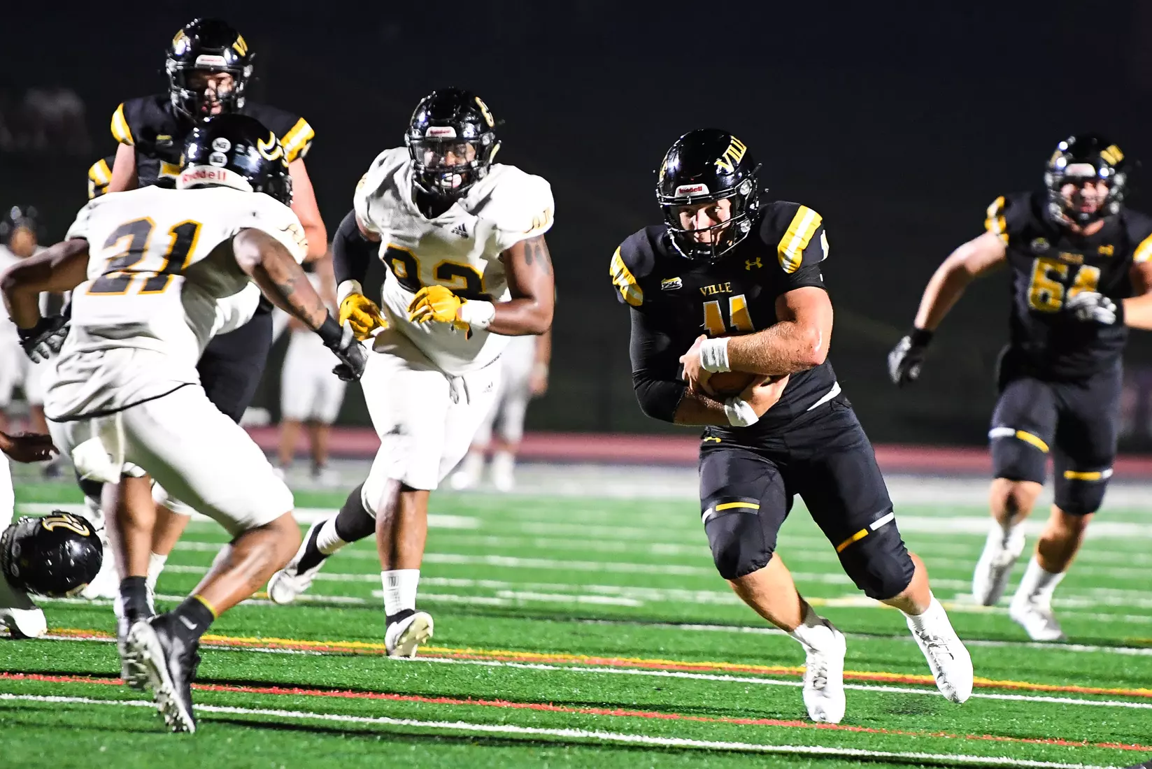 Millersville vs. American International football game at Chryst Field at Biemesderfer Stadium in Millersville, PA on Thursday, September 2, 2021. Mark Palczewski/Millersville Athletics Photo.