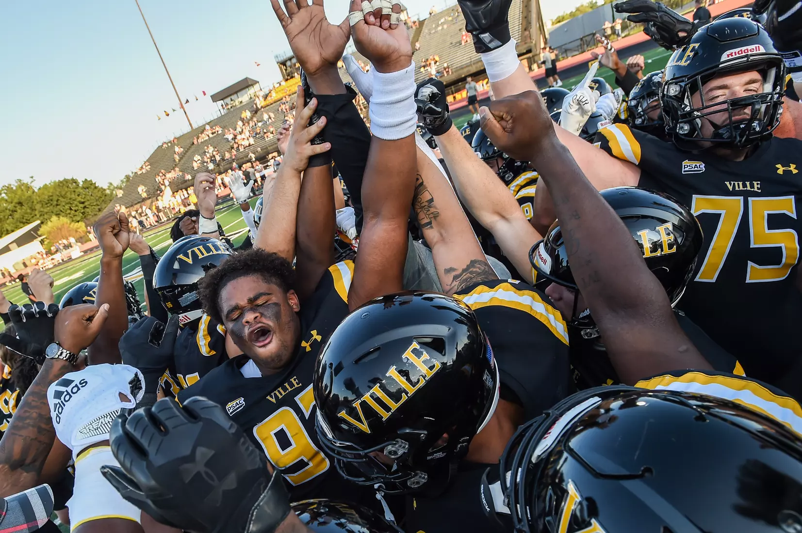Millersville vs. American International football game at Chryst Field at Biemesderfer Stadium in Millersville, PA on Thursday, September 2, 2021. Mark Palczewski/Millersville Athletics Photo.