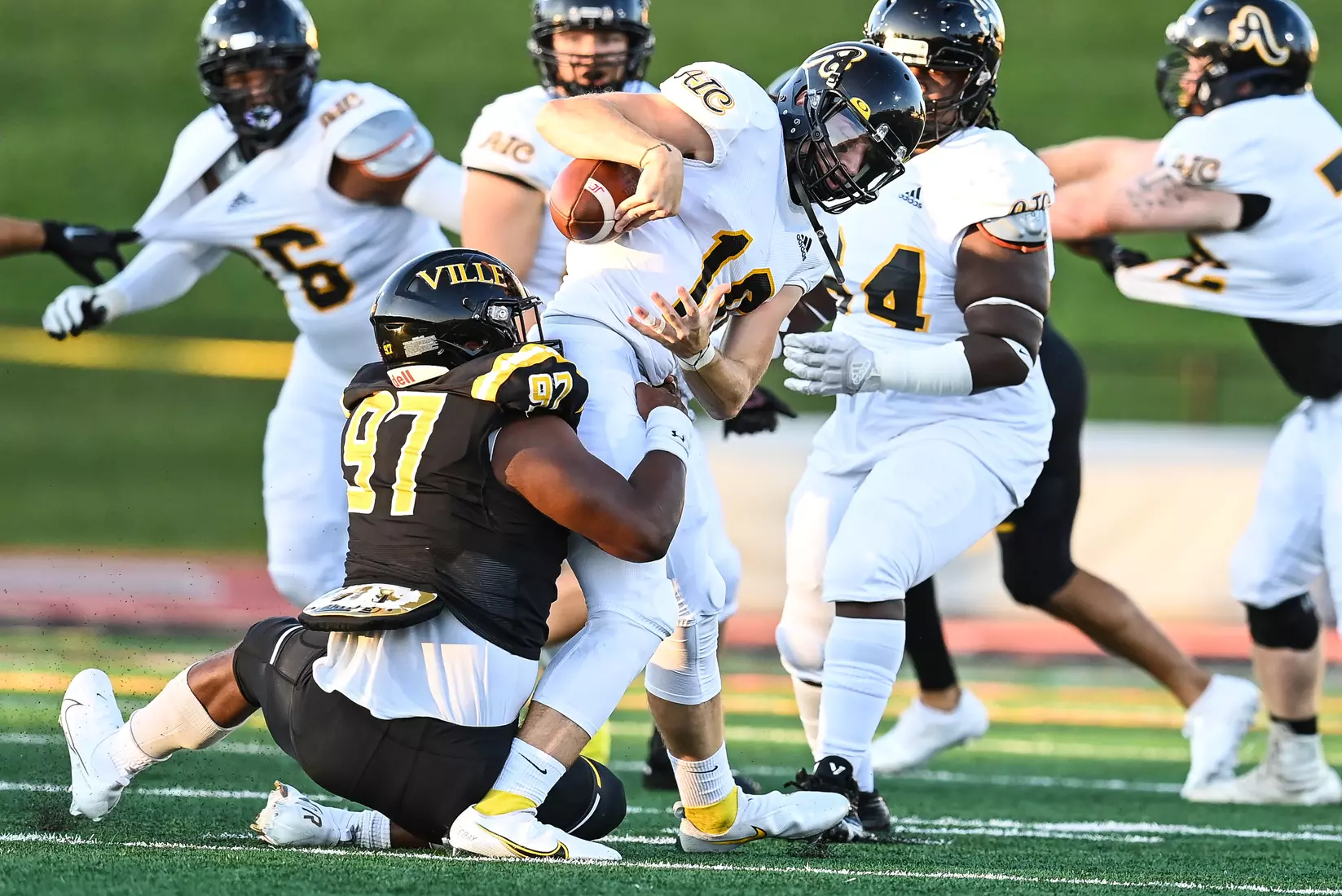 Millersville vs. American International football game at Chryst Field at Biemesderfer Stadium in Millersville, PA on Thursday, September 2, 2021. Mark Palczewski/Millersville Athletics Photo.