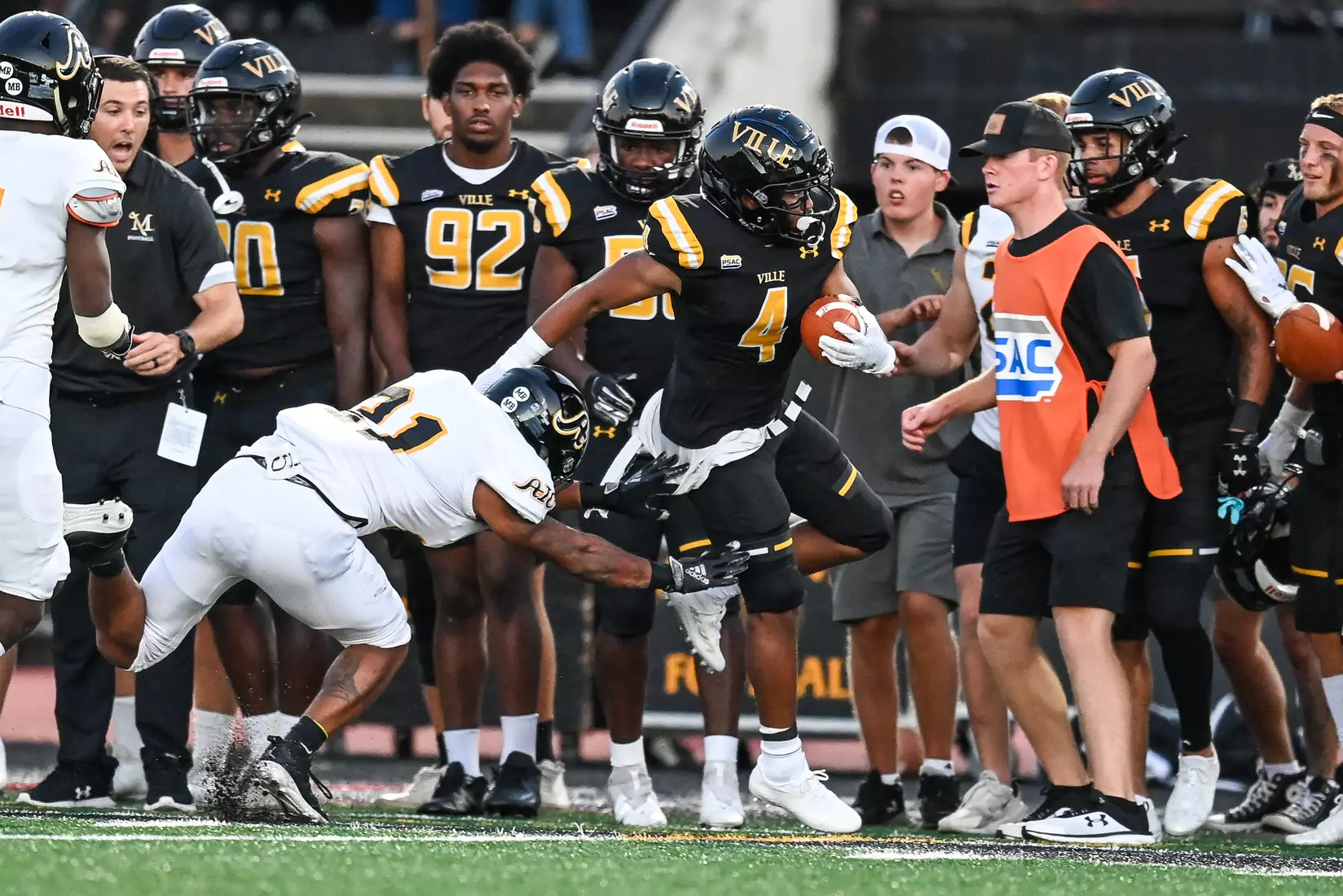 Millersville vs. American International football game at Chryst Field at Biemesderfer Stadium in Millersville, PA on Thursday, September 2, 2021. Mark Palczewski/Millersville Athletics Photo.