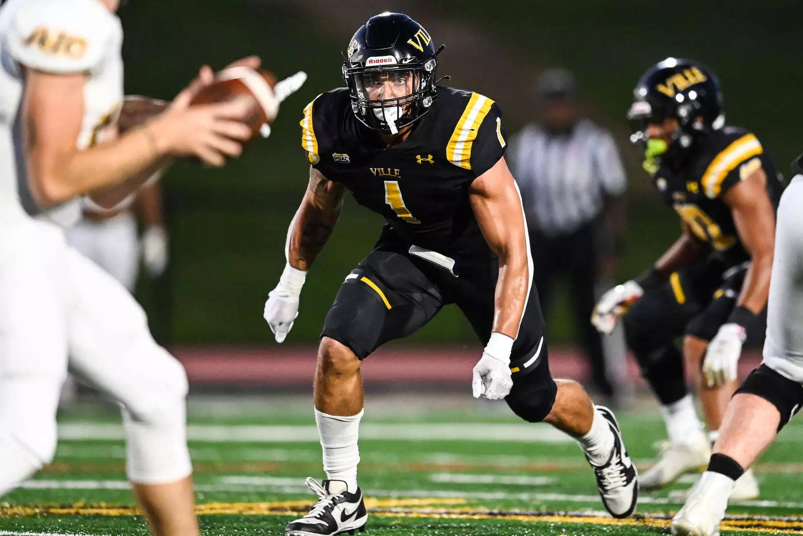 Millersville vs. American International football game at Chryst Field at Biemesderfer Stadium in Millersville, PA on Thursday, September 2, 2021. Mark Palczewski/Millersville Athletics Photo.