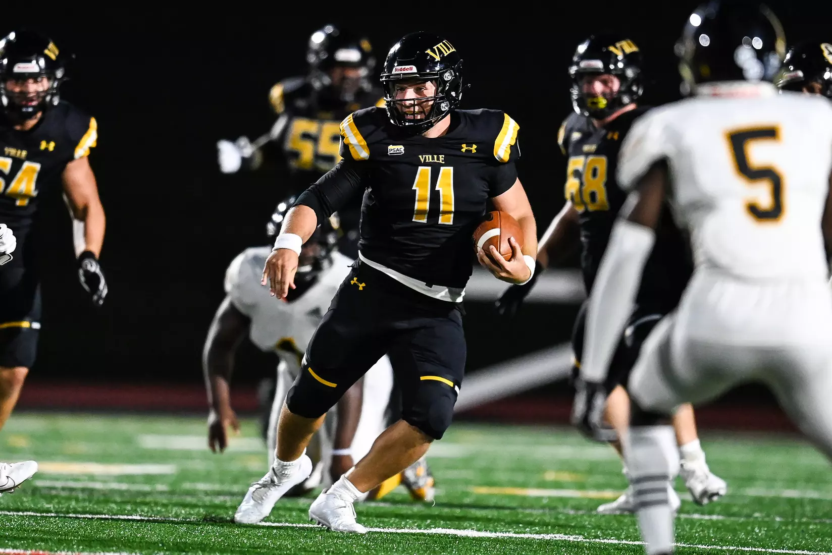 Millersville vs. American International football game at Chryst Field at Biemesderfer Stadium in Millersville, PA on Thursday, September 2, 2021. Mark Palczewski/Millersville Athletics Photo.